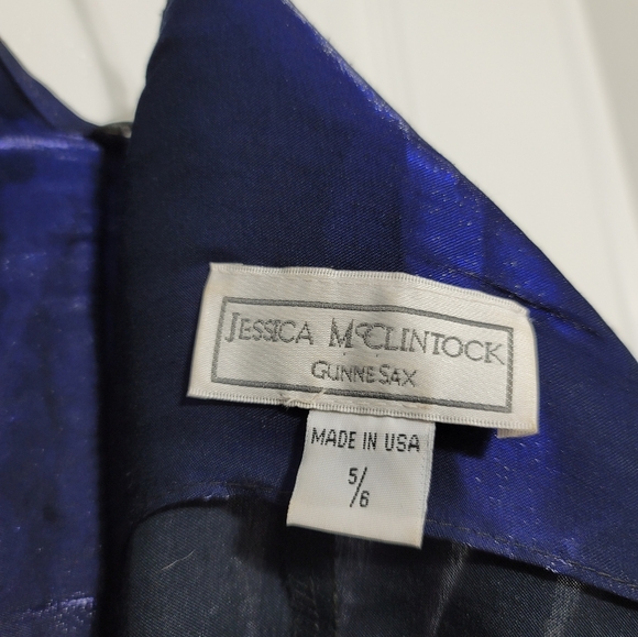 Gunne Sax Jessica McClintock Blue Sparkle Sleeveless Rhinestone Gown Formal Prom - Picture 4 of 10